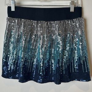 Vintage Free People Sequin Ombre Mini Skirt - Navy, Teal & Silver